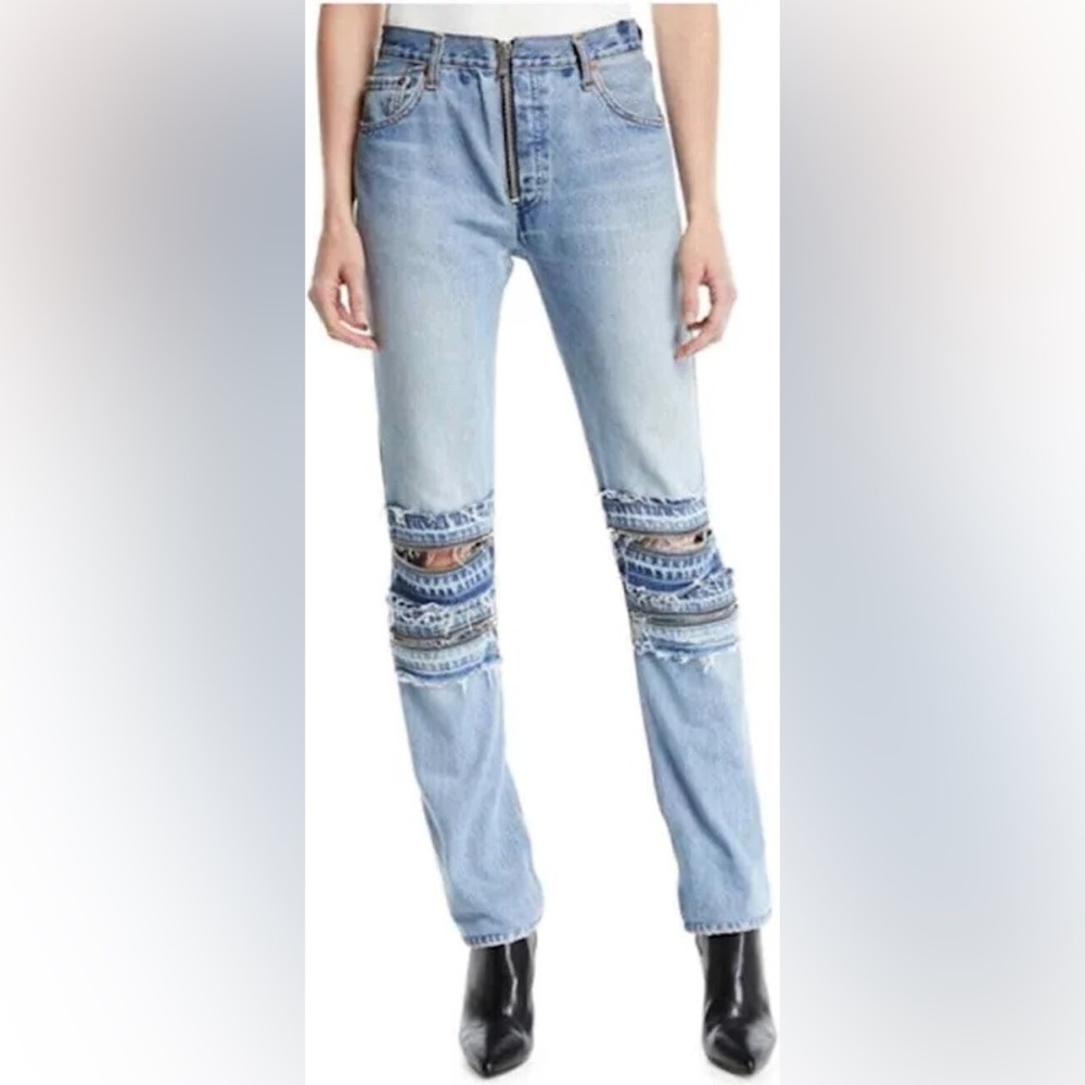 Re/done Mid-rise Straight-leg Moto Style Jeans